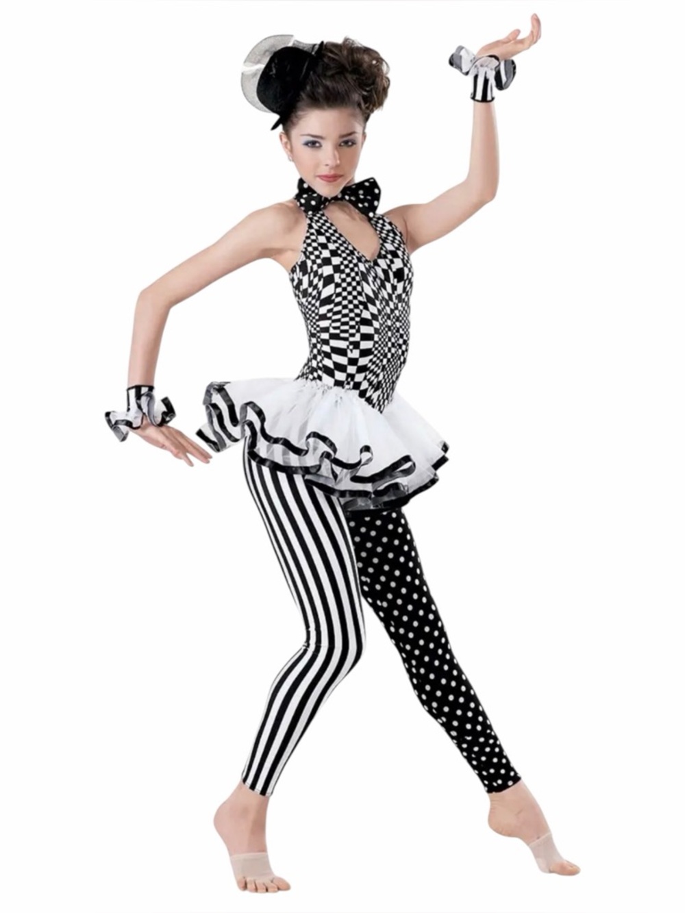 Weissman 7798 Send In The Clowns Dance Outfit Black & White Large Child